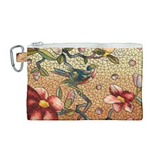 Flower Cubism Mosaic Vintage Canvas Cosmetic Bag (medium) by Pakrebo