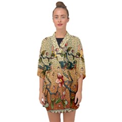 Flower Cubism Mosaic Vintage Half Sleeve Chiffon Kimono by Pakrebo