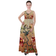 Flower Cubism Mosaic Vintage Empire Waist Velour Maxi Dress