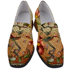 Flower Cubism Mosaic Vintage Women s Chunky Heel Loafers