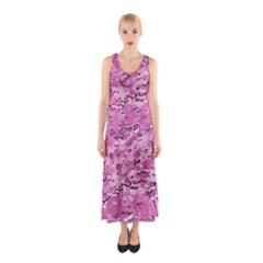 Pink Camouflage Army Military Girl Sleeveless Maxi Dress by snek