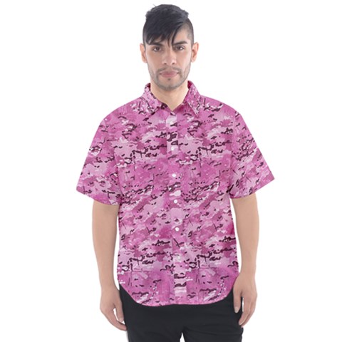 Pink Camouflage Army Military Girl Men s Short Sleeve Shirt by snek