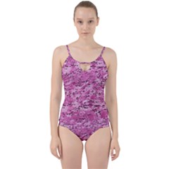 Pink Camouflage Army Military Girl Cut Out Top Tankini Set by snek