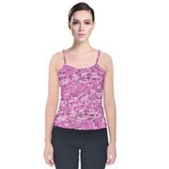 Pink Camouflage Army Military Girl Velvet Spaghetti Strap Top by snek