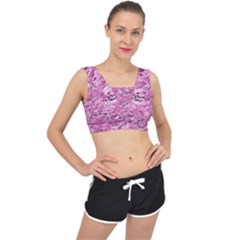 Pink Camouflage Army Military Girl V-back Sports Bra by snek