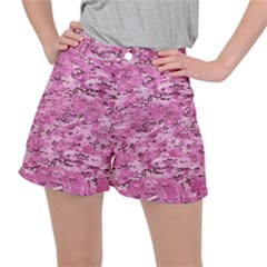 Pink Camouflage Army Military Girl Stretch Ripstop Shorts