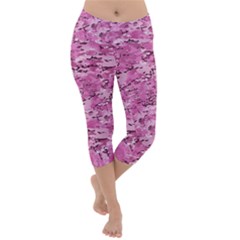 Pink Camouflage Army Military Girl Lightweight Velour Capri Yoga Leggings by snek