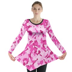 Standard Pink Camouflage Army Military Girl Funny Pattern Long Sleeve Tunic  by snek