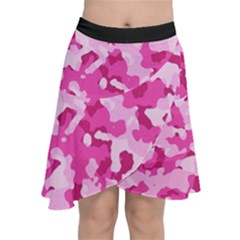 Standard Pink Camouflage Army Military Girl Funny Pattern Chiffon Wrap Front Skirt by snek