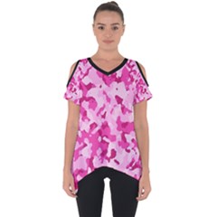 Standard Pink Camouflage Army Military Girl Funny Pattern Cut Out Side Drop Tee by snek