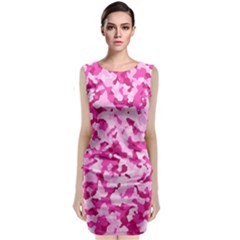 Standard Pink Camouflage Army Military Girl Funny Pattern Sleeveless Velvet Midi Dress by snek