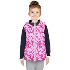 Standard Pink Camouflage Army Military Girl Funny Pattern Kids  Hooded Puffer Vest by snek