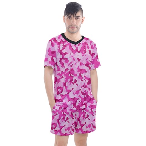 Standard Pink Camouflage Army Military Girl Funny Pattern Men s Mesh Tee And Shorts Set by snek