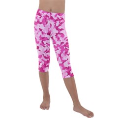 Standard Pink Camouflage Army Military Girl Funny Pattern Kids  Lightweight Velour Capri Leggings  by snek