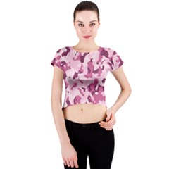 Standard Violet Pink Camouflage Army Military Girl Crew Neck Crop Top by snek