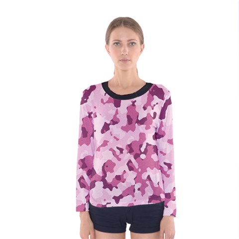 Standard Violet Pink Camouflage Army Military Girl Women s Long Sleeve Tee by snek