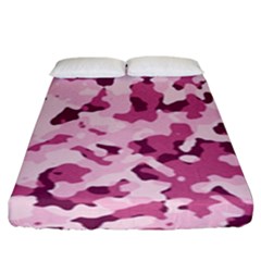 Standard Violet Pink Camouflage Army Military Girl Fitted Sheet (king Size) by snek