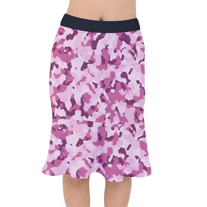 Standard Violet Pink Camouflage Army Military Girl Mermaid Skirt