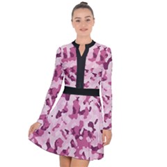 Standard Violet Pink Camouflage Army Military Girl Long Sleeve Panel Dress by snek