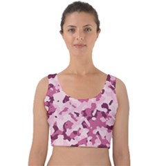 Standard Violet Pink Camouflage Army Military Girl Velvet Crop Top by snek