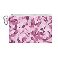 Standard Violet Pink Camouflage Army Military Girl Canvas Cosmetic Bag (large) by snek