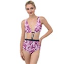 Standard Violet Pink Camouflage Army Military Girl Tied Up Two Piece Swimsuit View1