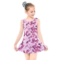 Standard Violet Pink Camouflage Army Military Girl Kids  Skater Dress Swimsuit by snek