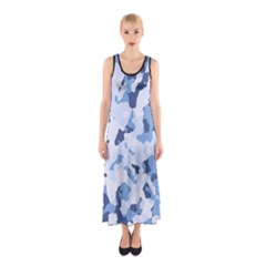 Standard Light Blue Camouflage Army Military Sleeveless Maxi Dress by snek