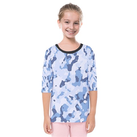 Standard Light Blue Camouflage Army Military Kids  Quarter Sleeve Raglan Tee by snek