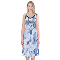 Standard Light Blue Camouflage Army Military Midi Sleeveless Dress by snek