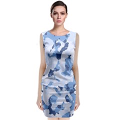 Standard Light Blue Camouflage Army Military Classic Sleeveless Midi Dress by snek