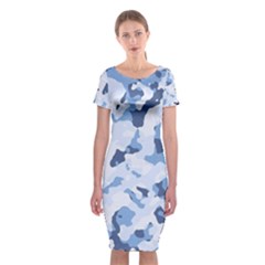 Standard Light Blue Camouflage Army Military Classic Short Sleeve Midi Dress by snek