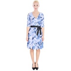 Standard Light Blue Camouflage Army Military Wrap Up Cocktail Dress by snek