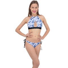 Standard Light Blue Camouflage Army Military Cross Front Halter Bikini Set by snek