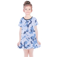 Standard Light Blue Camouflage Army Military Kids  Simple Cotton Dress by snek