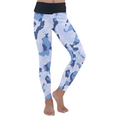 Standard Light Blue Camouflage Army Military Kids  Lightweight Velour Classic Yoga Leggings by snek