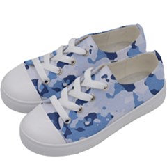 Standard Light Blue Camouflage Army Military Kids  Low Top Canvas Sneakers by snek