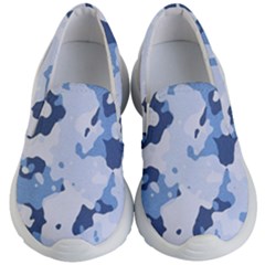 Standard Light Blue Camouflage Army Military Kids  Lightweight Slip Ons by snek