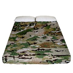 Wood Camouflage Military Army Green Khaki Pattern Fitted Sheet (queen Size) by snek