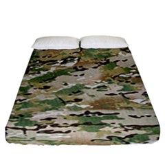 Wood Camouflage Military Army Green Khaki Pattern Fitted Sheet (king Size) by snek