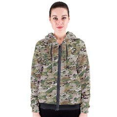 Wood Camouflage Military Army Green Khaki Pattern Women s Zipper Hoodie by snek