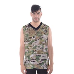 Wood Camouflage Military Army Green Khaki Pattern Men s Basketball Tank Top by snek