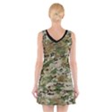 Wood camouflage military army green khaki pattern V-Neck Sleeveless Dress View2