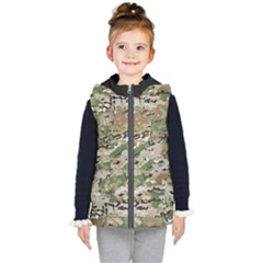 Wood Camouflage Military Army Green Khaki Pattern Kids  Hooded Puffer Vest by snek