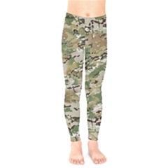 Wood Camouflage Military Army Green Khaki Pattern Kids  Legging by snek