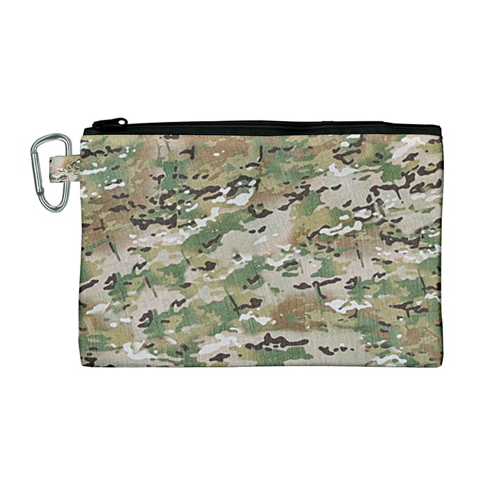 Wood camouflage military army green khaki pattern Canvas Cosmetic Bag (Large)