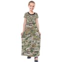 Wood camouflage military army green khaki pattern Kids  Short Sleeve Maxi Dress View1