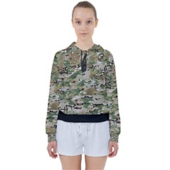 Wood Camouflage Military Army Green Khaki Pattern Women s Tie Up Sweat by snek