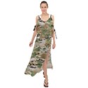 Wood camouflage military army green khaki pattern Maxi Chiffon Cover Up Dress View1