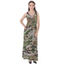 Wood camouflage military army green khaki pattern Sleeveless Velour Maxi Dress View1